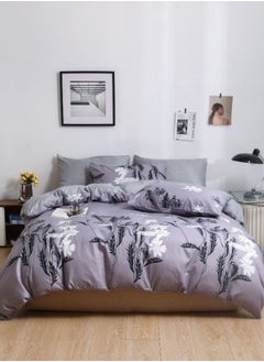 Buy King Size 6 Pieces Set Reversible Modern Bedding Set Gray Color in UAE