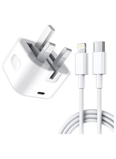 Buy iPhone Charger, USB C Fast Charger [Apple MFi Certified] 20W PD Type C Power Block Wall Charger Plug Adapter with 2M USB-C to Lightning Cable Compatible with iPhone 14/13/12/11/Pro/Mini/XS/iPad/AirPod in UAE