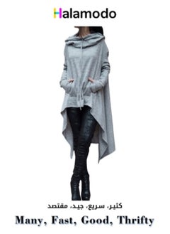 Buy Light Gray Women's Long Hoodie Suitable for Spring and Autumn in Saudi Arabia