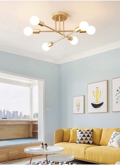 Buy Modern Sputnik Chandelier, Ceiling Light Fixture Semi Flush Mount 6-Lights Gold Chandeliers for Living Room Bedroom Dining Room Farmhouse Kitchen, Mid Century Pendant with E26 Base, Bulbs Not Included in Saudi Arabia