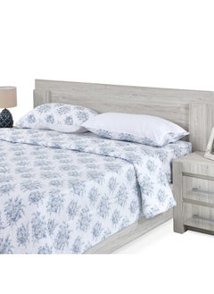 اشتري Flora Super King - Sized Comforter Set White And Blue - 240X260Cm في الامارات