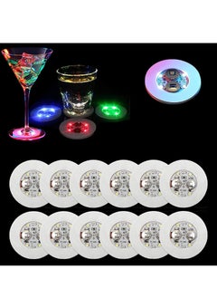 Buy Set of 12 LED Stickers coaster Self-Adhesive Light Stickers 4 x SMD LEDs Including Batteries in Egypt