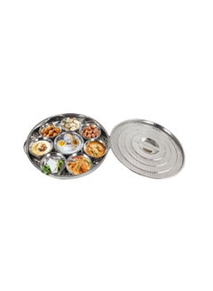 Buy High Quality Stainless Steel Round Breakfast Tray Silver 38 cm 44401 in Saudi Arabia