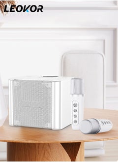 Buy Mini Karaoke Machine for Adults and Kids,Portable Bluetooth Karaoke Speaker for TV, with 2 Wireless Microphones PA Speaker System for Indoor Outdoor Party, Family Party Singing(White) in Saudi Arabia