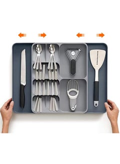 Buy Tycom Utensil Rack and Silverware Organizer, Adjustable Cutlery Tray, Utensil Holder for Silverware, Flatware, Knives in Kitchen, Bedroom, Living Room Grey in UAE