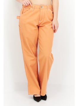 Buy Women Regular Fit Plain No Stretch Jeans, Orange in UAE