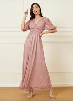 اشتري Studded A-Line Maxi Dress with V Neck في السعودية