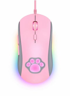 اشتري Pink Gaming Mouse, Silent Wired Mouse USBwith 6 Adjustable DPI Up to 7200, RGB Lighting, Programmable Buttons for Windows/Vista/Linux في الامارات