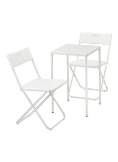 Buy Table+2 Folding Chairs Outdoor White in Saudi Arabia