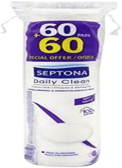 Buy Septona Round Cotton Pads for Daily Cleaning - Promo 60+60 Pieces in Egypt