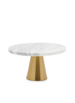 Buy Marble Cake Stand Round Light Grey And Gold in UAE