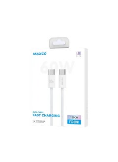 Buy Maxco MS09CC Fast Charging Cable 60W Type-c to Type-c 200CM - White in Egypt