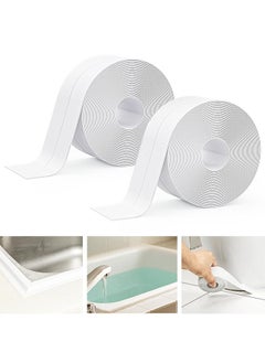 اشتري Sealant Strip 2 Packs Caulk PVC Sealing Tape Self-Adhesive Mildewproof Waterproof Shower Tile Sealer for Bathroom Kitchen Bathtub Toilet And 38MM Width X 3.2M Lenth (White) في الامارات