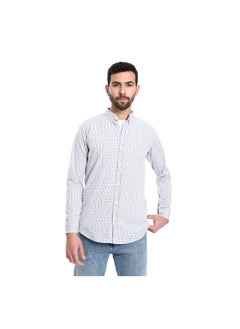 Buy Dupplin Pattern Turn Down Collar Shirt - White, Blue & Yellow in Egypt