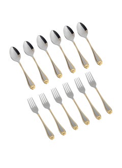 Buy Stainless Steel Cutlery Set With Gold 12 Pieces in Saudi Arabia