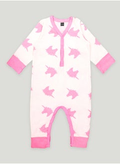 اشتري Kidbea  Organic Cotton fabric full sleeves & half buttons romper | Unicorn | Pink في الامارات