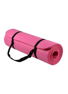 Buy Extra Thick Exercise Yoga Mat with Carrying Strap 10mm Pink in Saudi Arabia