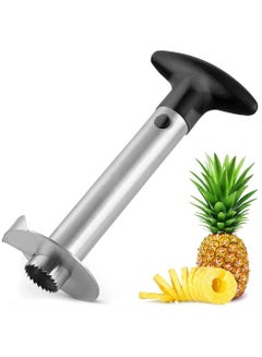 Buy Pineapple Corer Slicer too Stainless Steel Pineapple Cutter For Easy Core Removal Slicing Super Fast And Ergonomic Pineapple Corer Tool Black in UAE