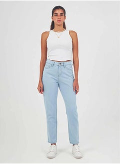 Buy High-Waist Light Washed Mom-Fit Jeans. in Egypt