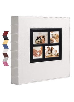 Buy Photo Album for 600 4x6 Photos Leather Cover Extra Large Capacity for Family Wedding Anniversary Baby Vacation (White with Crocodile Pattern & 600 Pockets) in UAE