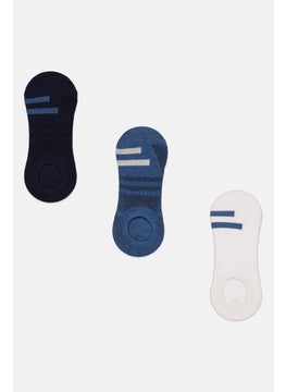 Buy Men 3 Pair Knitted Round Invisible Socks, Navy/White Combo in Saudi Arabia