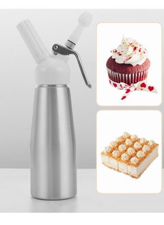 Buy Whipped Cream Dispenser,500ML Aluminum Culinary Canister Cream Whipper With 3 Decorating Nozzles Cream Foam Maker For Cake Dessert Coffee , Coffee Cream Frother , Silver in Saudi Arabia