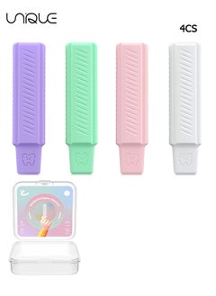 Buy 4 Pack Aligner Chewies, Handheld Cute Aligner Chompers, Compatible with Invisalign Braces, Aligners, Retainers（White + Pink + Purple + Green） in UAE