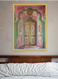 Buy Art Decor Pink and Green Indian Palace Architecture Wall Art Modern Art Framed Fine Art Traditional Design for Living Room Bedroom Office Home Gifting in UAE