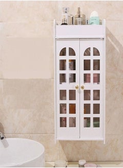 اشتري Bathroom Storage Shelf Cabinet Rack White في الامارات