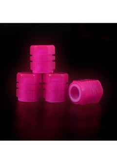 Buy 4-pieces Luminous Valve Caps Fluorescent Pink Night Glowing Car Motorcycle Bicycle Wheel Styling Tyre Hub Luminous Cap Decor in Saudi Arabia