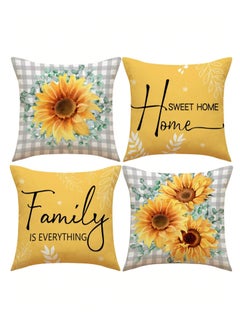 Buy Cushion cover set of 4 pieces, bright and solid colors, size 45 cm x 45 cm, without filling in Saudi Arabia