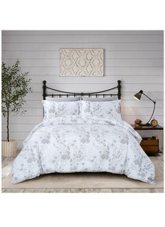 Buy Printed Comforter Set 7-Pcs King Size 260 X 240 Cms All Season Double Bed Bedding Set With Removable Filler And Down Alternative Filling,White Silver in Saudi Arabia