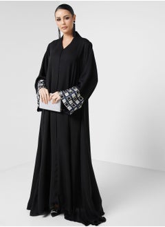 Buy Embellished V-Neck Abaya in Saudi Arabia