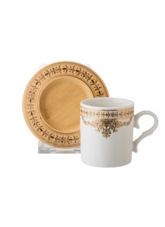 Buy A Set of Wooden Coffee Cups And Saucers 6 Cups + 6 Saucers in Saudi Arabia