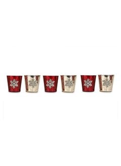 Buy John Handcrafted Glass Votive, Red & Gold – Set of 6 in UAE