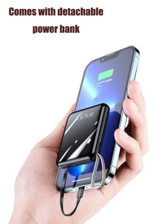 Buy JEEJPV Power Bank with built-in line 10000 mAh large capacity power bank mirror digital display compact portable power bank Black in Saudi Arabia