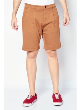 Buy Men Solid Chino Shorts, Brown in Saudi Arabia