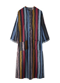 اشتري New clothing long-sleeved one-piece men's striped print men's robe في الامارات