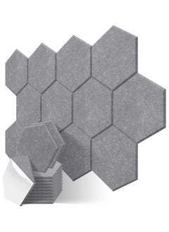 Buy Hexagon Acoustic Panels Beveled Edge Sound Proof Foam Panels Self-adhesive,14" X 12" X 0.4" High-Density Sound Absorbing Panels Wall Tiles for Acoustic Treatment, Home Office 12 Pack - Gray in Saudi Arabia