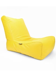 Buy Luxe Decora Sereno Recliner Lounger Faux Leather Bean Bag with Filling Yellow in UAE