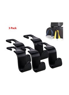 اشتري AZEC Car Seat Headrest Hook 5 Pack Hanger Storage Organizer Universal for Handbag Purse Coat fit Universal Vehicle Car Black S Type في الامارات