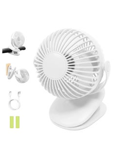 اشتري Rechargeable Clip Fan, Portable Fans, USB Desktop Fan, 3 Speed, Quiet Household Table Fans with light,White في الامارات