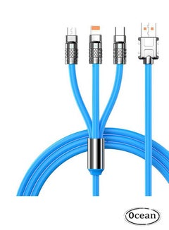 Buy 3 in 1 Fast Charging Cable, Multiple Charging Cable Extra Bolded Multi USB Charger Cord 2M For Cellphone Tablets Blue in UAE