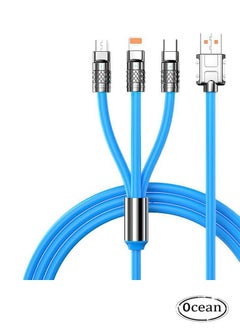 اشتري 3 in 1 Fast Charging Cable, Multiple Charging Cable Extra Bolded Multi USB Charger Cord 2M For Cellphone Tablets Blue في الامارات