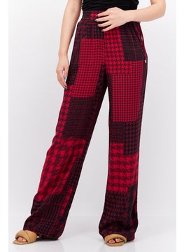 اشتري Women Tapered Fit Allover Prin Palazzo Pants, Red/Black في الامارات