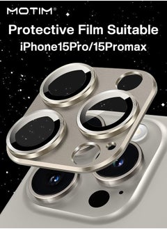 Buy Camera Lens Protector for iPhone 15 Pro 6.1-Inch and iPhone 15 Pro Max 6.7-Inch, Full Coverage 9H Tempered Glass Ring Cover, Matte Metal Plate, Case Friendly Natural Titanium in UAE