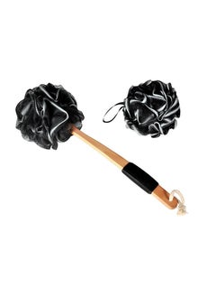 Buy Loofah Back Scrubber For Shower Bamboo Charcoal Fiber Infused Bath Sponge Lufas For Men & Women | Includes 1 Long Handled Shower Sponge and 1 Bath Shower Luffa Pouf in UAE