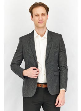 اشتري Men Regular Fit Micro Stripe Formal Blazer, Black/White في السعودية