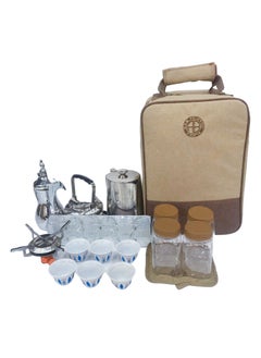 Buy Arabic Camping Tea Coffee Kits with Stove Teapot Cup Windboard Bag Sets in UAE