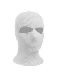 اشتري Army Tactical Winter Warm Ski Cycling 2 Hole Balaclava Hood Cap Full Face Mask White 20*10*20cm في السعودية